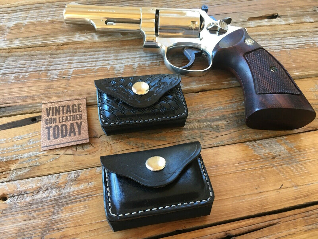 Vintage Alfonsos Black Leather .38 .357 Ammo Cartridge Holder Pocket Belt
