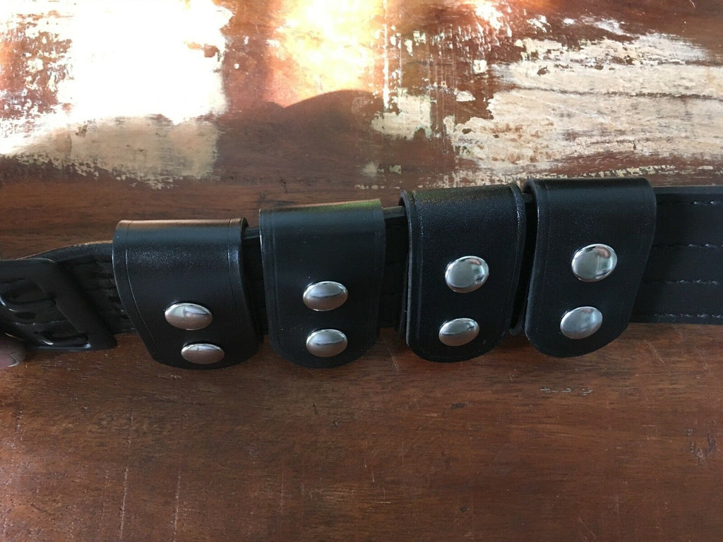 Tex Shoemaker Black Leather Double Snap Belt Keeper Set Of 4 Keepers