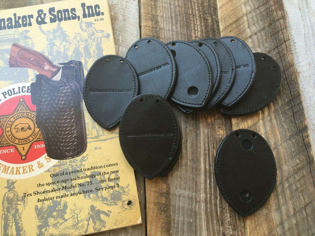 Tex Shoemaker 301D Police Black Leather Oval Badge Shield Holder FOR Raid Chain