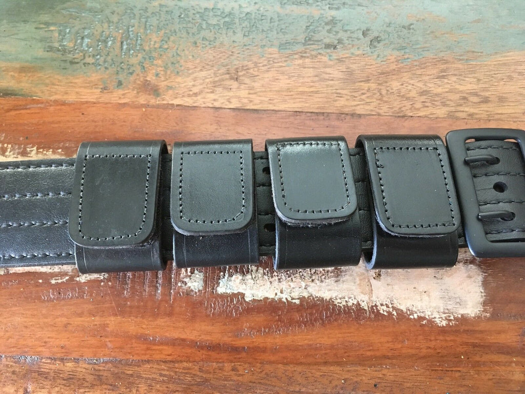 Tex Shoemaker Plain Black Leather Police Duty Belt Keepers Set of 4 Squared