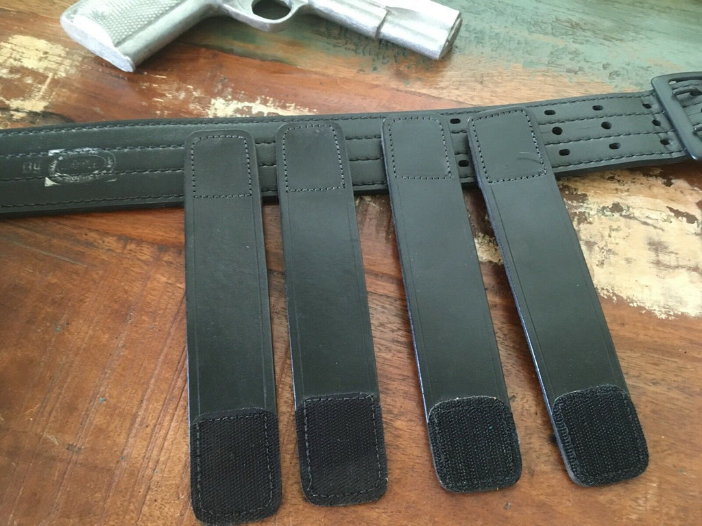 Tex Shoemaker Plain Black Leather Police Duty Belt Keepers Set of 4 Squared