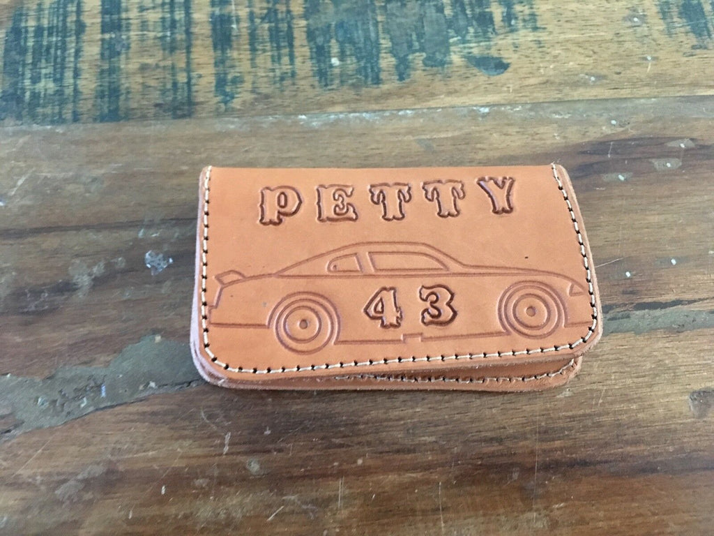 Tex Shoemaker Brown Leather Nascar Richard Petty #43 Pocket Business Card Holder