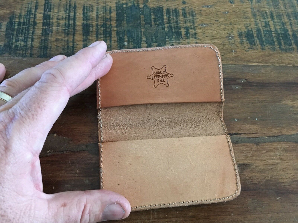 Tex Shoemaker Brown Leather Nascar Tony Stuart #20 Pocket Business Card Holder