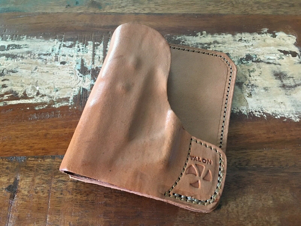 Talon Brown Leather Wallet / Cargo Pocket Holster For Taurus TCP w/ CT Laser