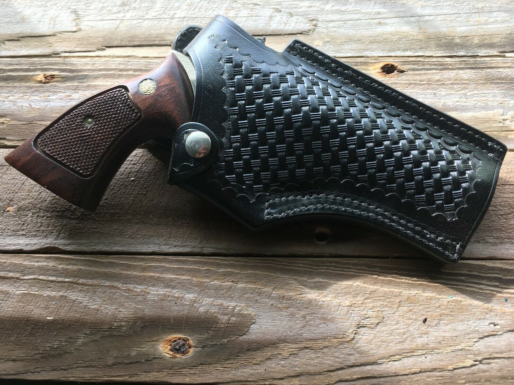 Tex Shoemaker Basketweave Leather 64 Holster For S&W L K Frame Medium Revolver 4