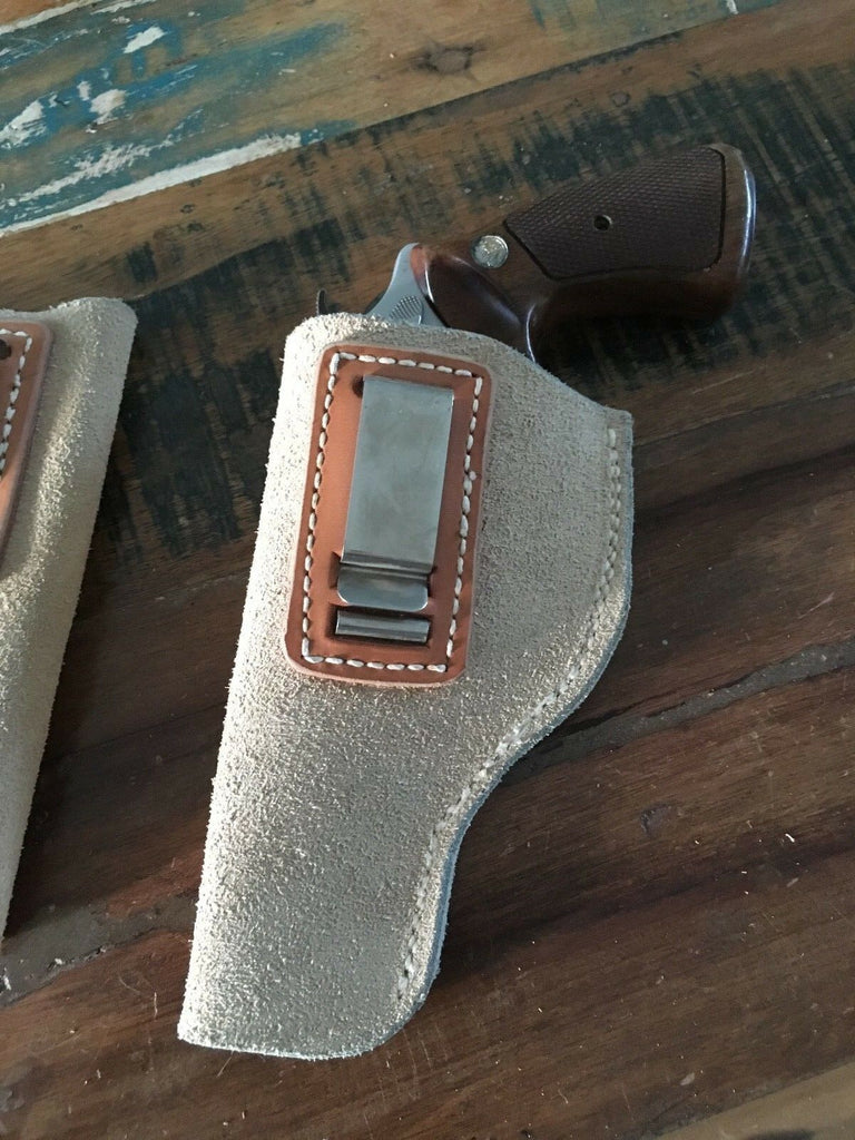 Tex shoemaker Suede Leather IWB Holster for S&W J Frame Small Revolver Up to 4"