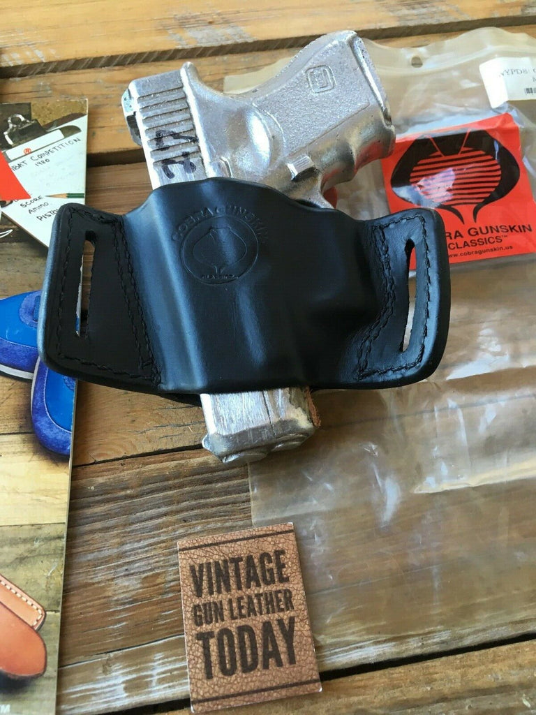 Vintage Cobra Gunskin Black Leather OWB Holster For GLOCK 26 27 33 36