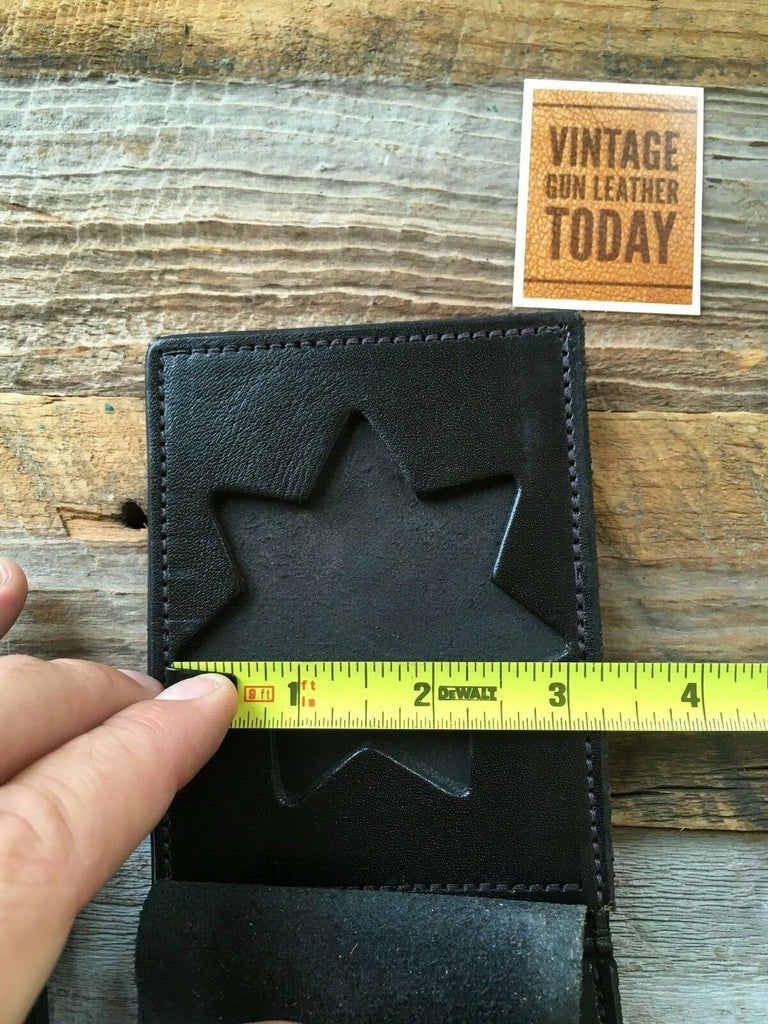 Tex Shoemaker Black Leather Police / Sheriff Badge ID Wallet 7 Point 3" Star P G