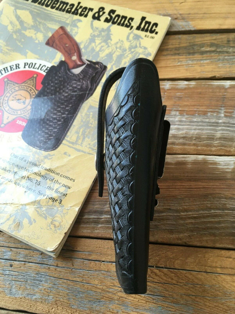Vintage Tex Shoemaker 3S Black Leather OWB Holster for S&W M&P Revolver 2"