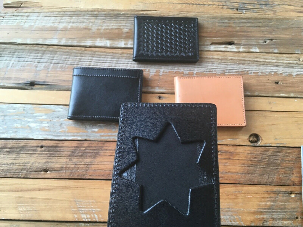 Tex Shoemaker Black Leather Police / CA Sheriff Badge ID Wallet 7 Point 3" Star