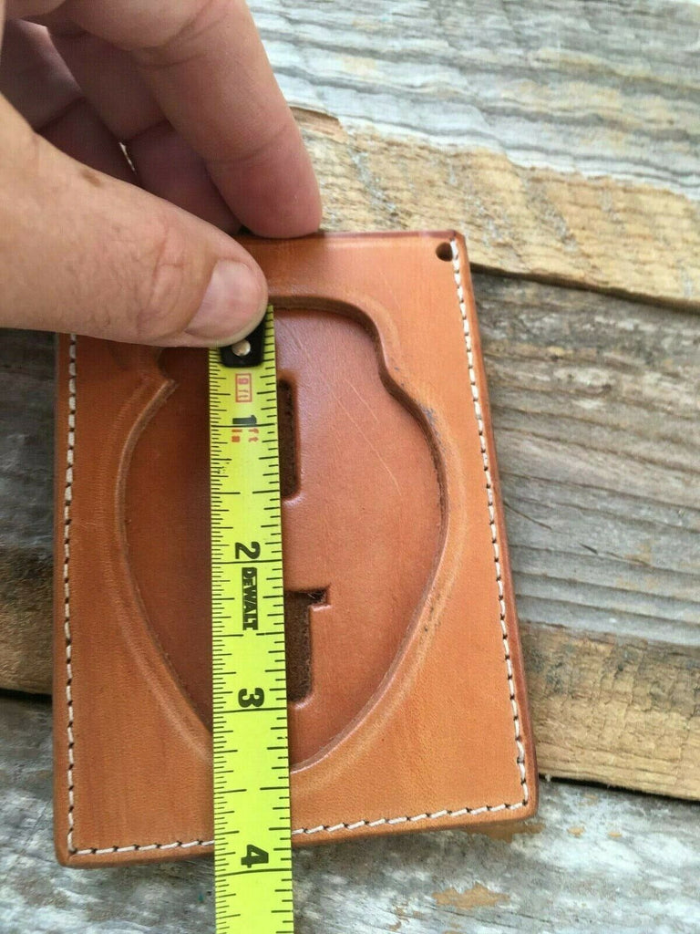 Tex Shoemaker Brown Leather Fire Badge ID Holder Walking Bear Chain / Pocket