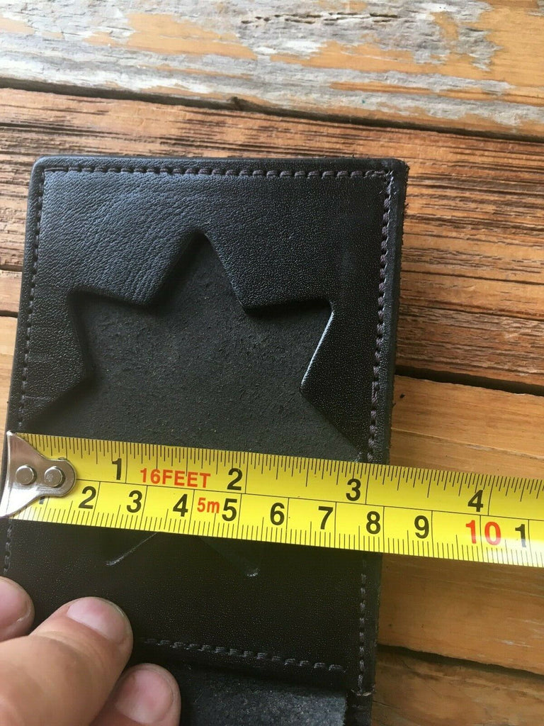 Tex Shoemaker Black Leather Police / CA Sheriff Badge ID Wallet 7 Point 3" Star