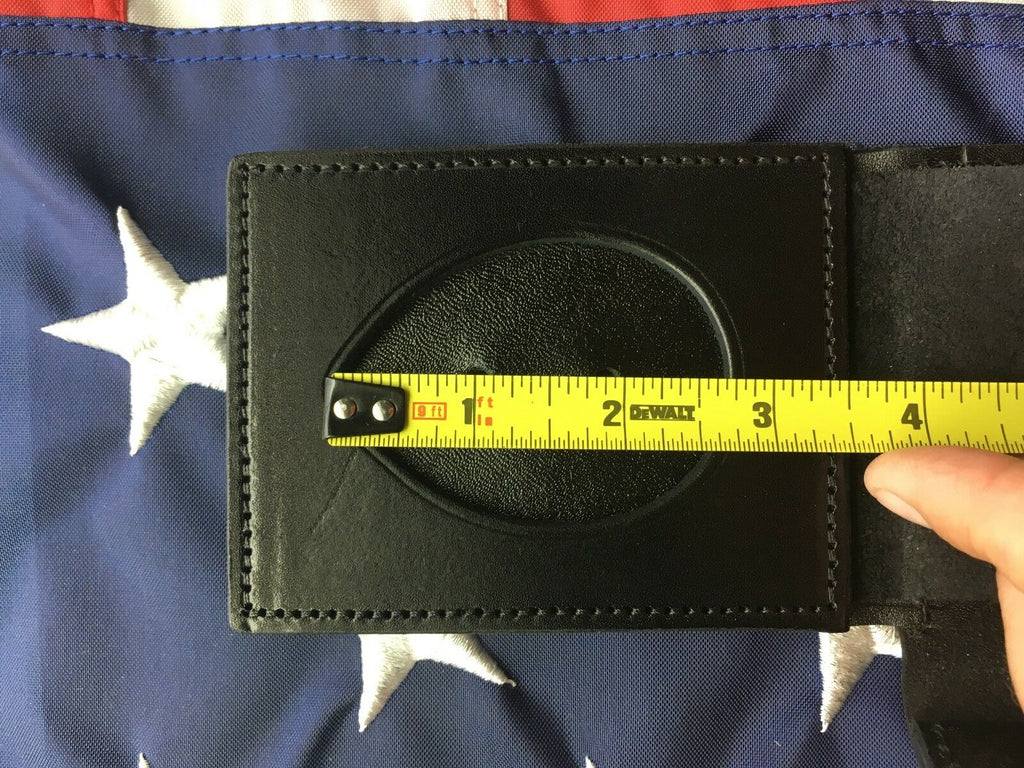 Police Badge Wallet ID Shield  Badge Holder Tex Shoemaker Plain / Basketweave 2 3/4"