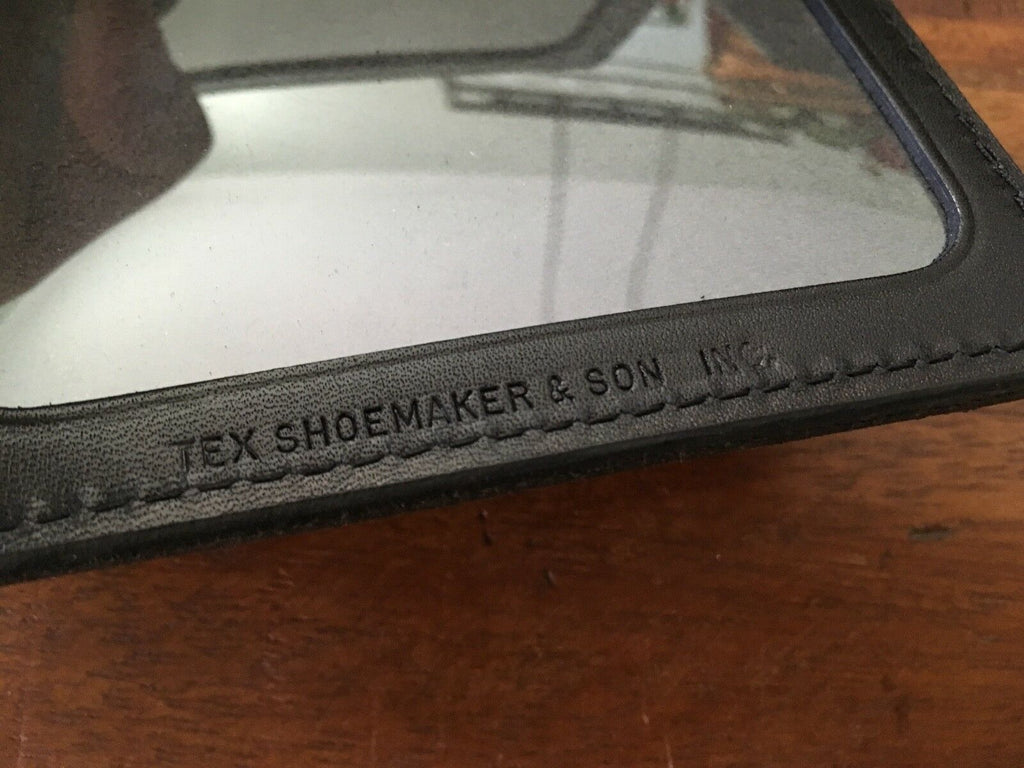 Vintage Tex Shoemaker Basketweave Leather Police Badge ID Wallet Oval Badge