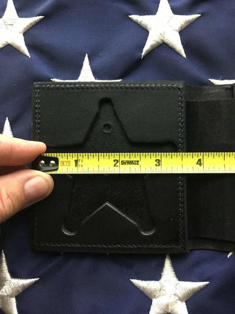 Vintage Tex Shoemaker 5 Point Star Sheriff Police Badge ID Wallet Black Leather