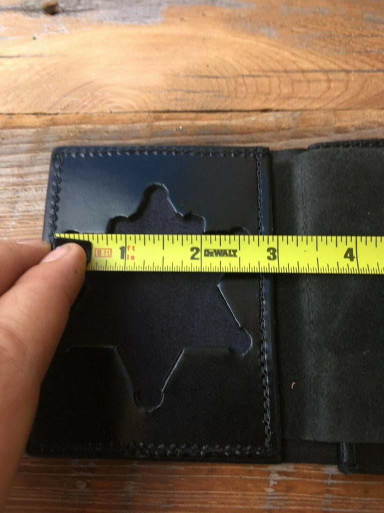 Vintage Tex Shoemaker Black Leather Police Badge Shield Sheriff Star ID Wallet