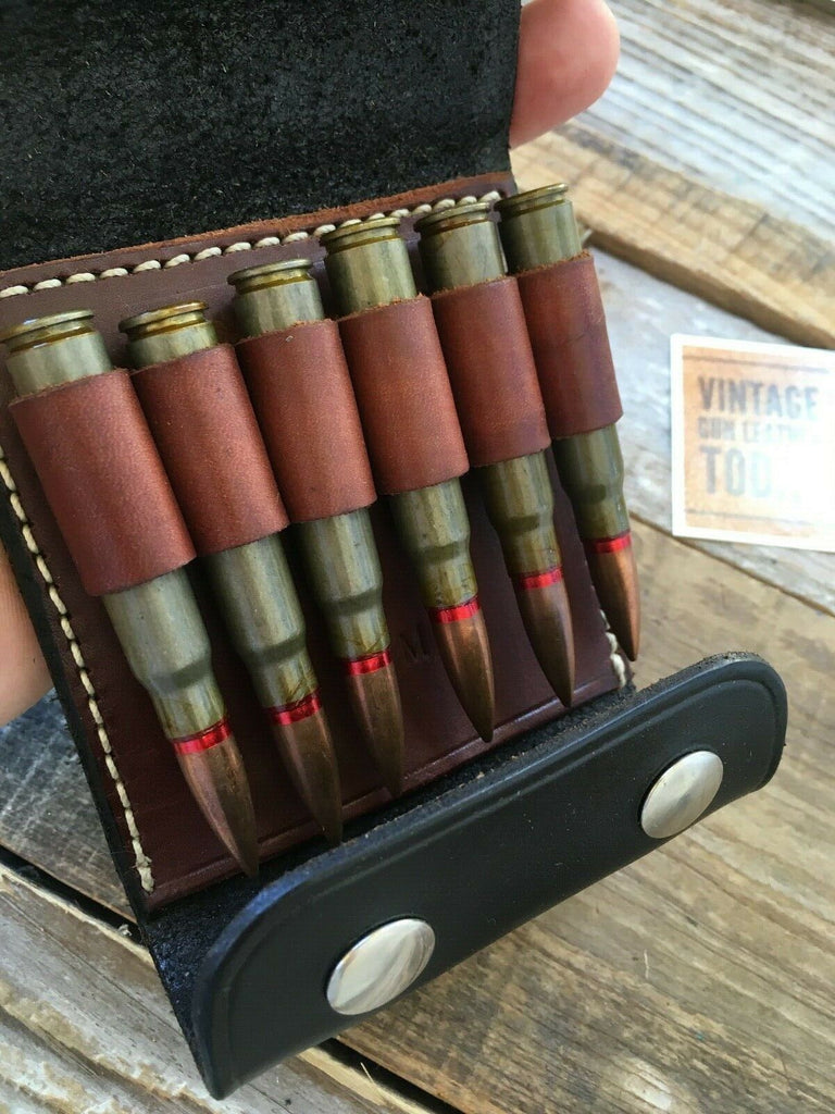 Beautiful Vintage Alfonso's 7mm Leather Rifle Cartridge Belt Case Ammo Wallet