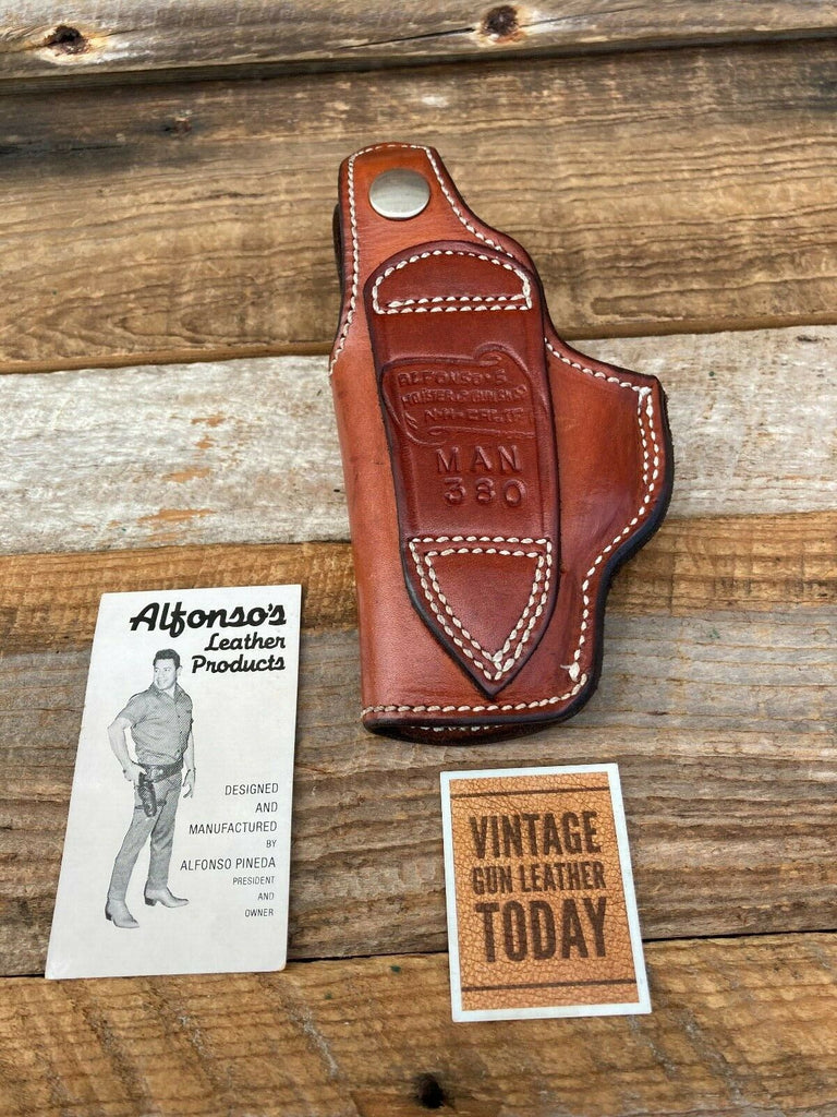 Alfonsos Of Hollywood Brown Leather Suede Lined Colt Mustang .380 Holster Right