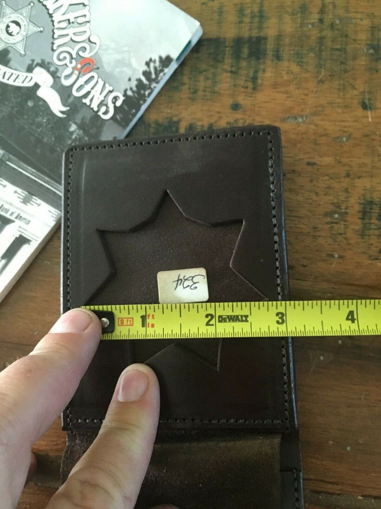 Vintage Tex Shoemaker Leather 7 Point Star CHP Police Sheriff Style Badge Wallet