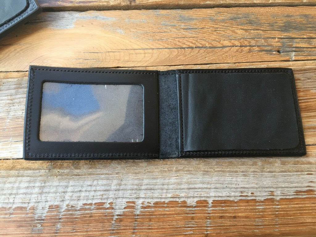 Vintage Tex Shoemaker Police Fire Shield Badge and ID Wallet Black Leather