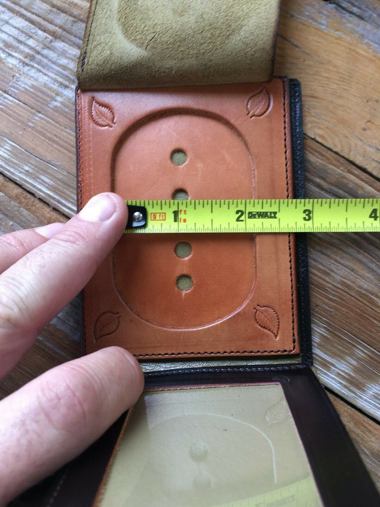 Vintage Alfonso's Leather Police / Fire Badge Wallet ID Holder Oblong Oval badge