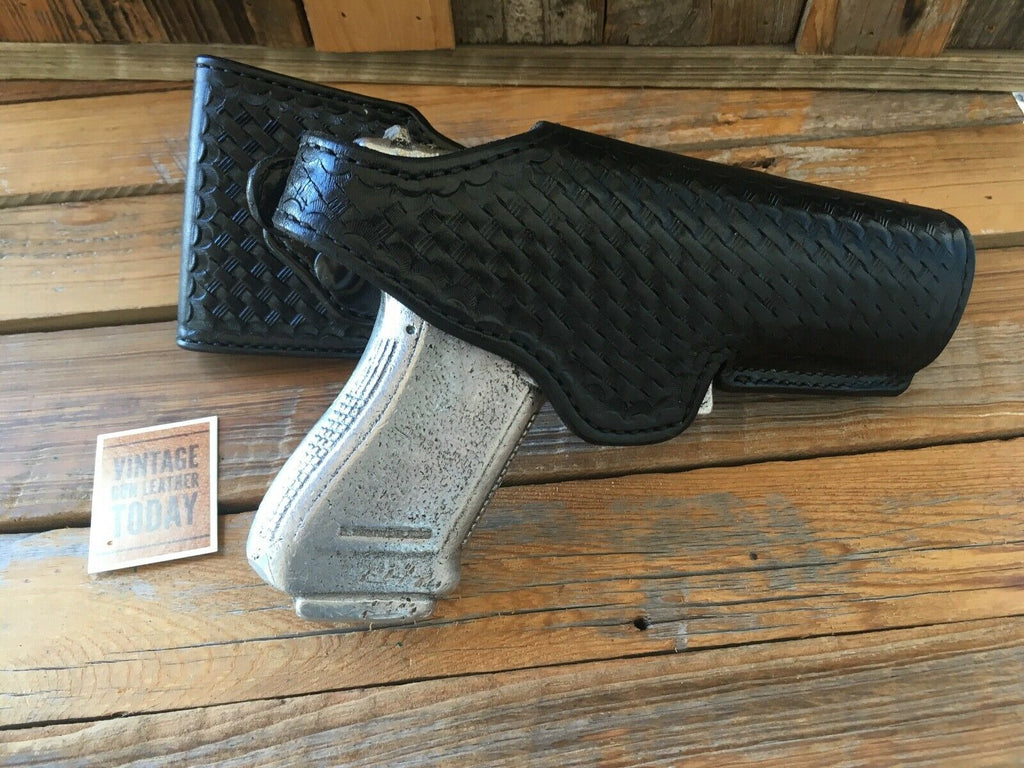 Alfonso's Black Basketweave Leather Lined Duty Swivel Holster for GLOCK 20 21