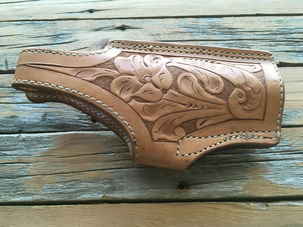 Vintage Tex Shoemaker Floral Carved Leather Lined High Ride Holster For S&W 4506