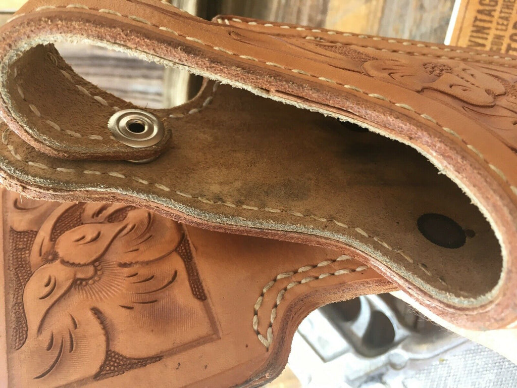 Vintage Tex Shoemaker Floral Carved Natural Brown Leather Holster For Sig P226