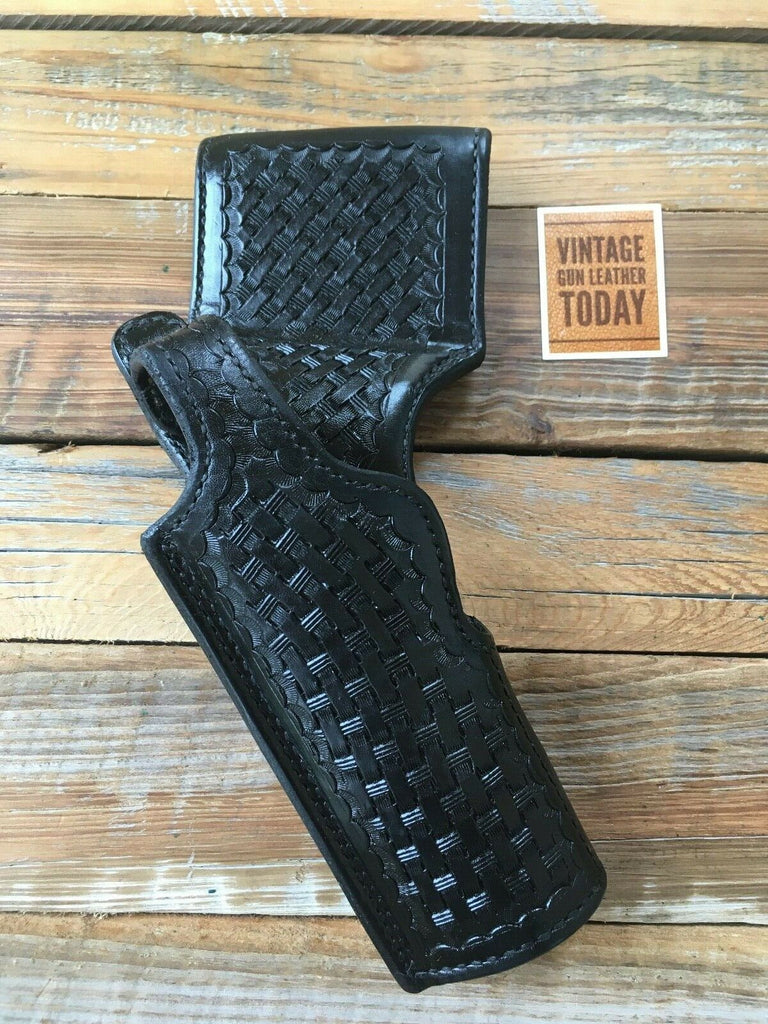 Alfonsos Duty Black Border Patrol Basketweave Leather Lined Holster for S&W Model 39 59 Auto