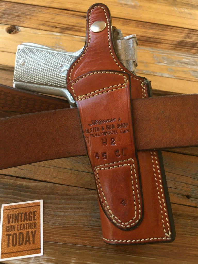 Vintage Alfonso's Brown Basketweave Leather Lined Holster For Colt Commander LEFT