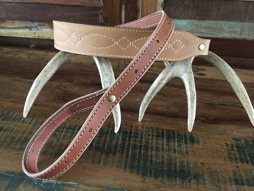 NICE Vintage1970's Brown Leather Rifle Sling Suede Lined Fancy Stitched