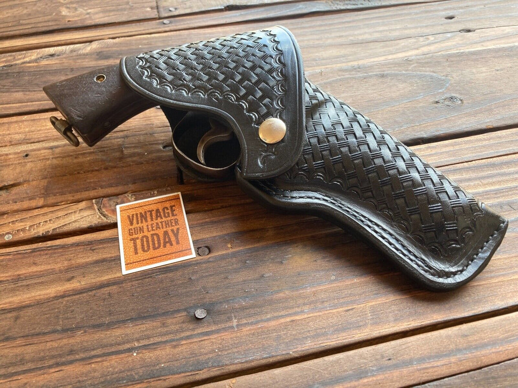 Alfonso's Black Basketweave Leather Flap Holster For S&W Model 10 K Revolver