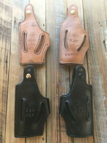 Tex Shoemaker Brown Black Leather Lined High Ride Holster For HK USP 40 .357 Sig